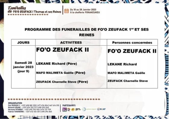 Programme Des Funérailles De FO’O ZEUFACK 1er et Ses Reines