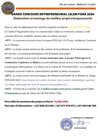 GRAND CONCOURS ENTREPRENEURIAL LELEM FONA 2026